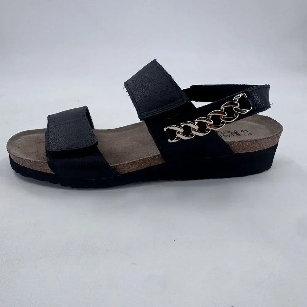 Naot Eliana Sandals Womens US 10 EU 41 Black Leather  Slingback  Gold Chain